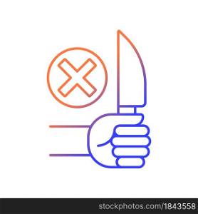 No sharp objects gradient linear vector manual label icon. Avoid injuries. Thin line color symbol. Modern style pictogram. Vector isolated outline drawing for product use instructions. No sharp objects gradient linear vector manual label icon