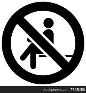 No sitting forbidden sign, modern round sticker