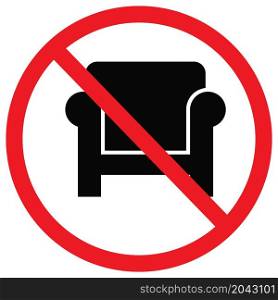 No sitting sign on white background. No lying on sofa sign. flat style.
