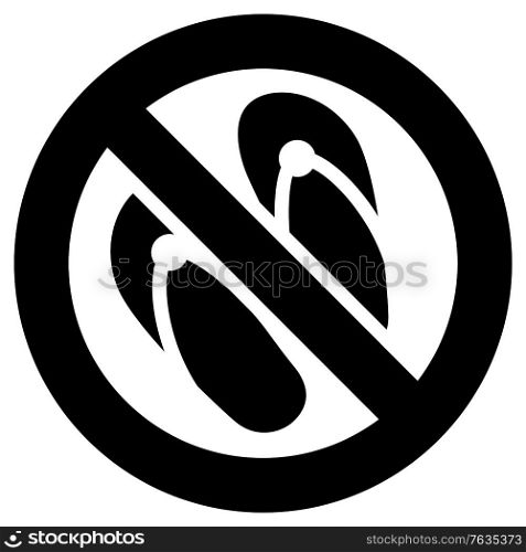 No slipper forbidden sign, modern round sticker
