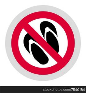No slipper forbidden sign, modern round sticker. Forbidden sign, modern round sticker