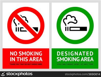 No smoking and Smoking area labels - Set 10