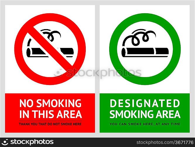 No smoking and Smoking area labels - Set 11