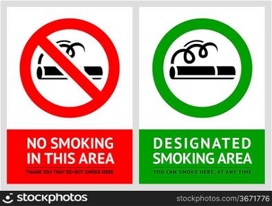 No smoking and Smoking area labels - Set 11