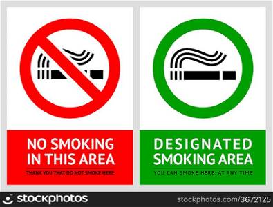 No smoking and Smoking area labels - Set 12
