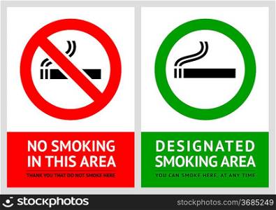 No smoking and Smoking area labels - Set 13