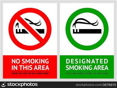 No smoking and Smoking area labels - Set 2
