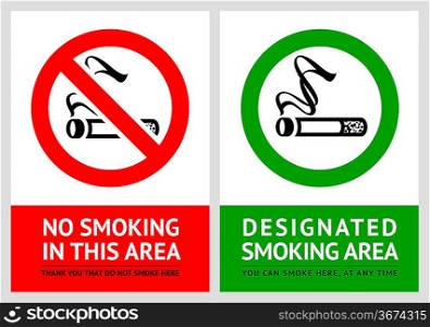 No smoking and Smoking area labels - Set 3