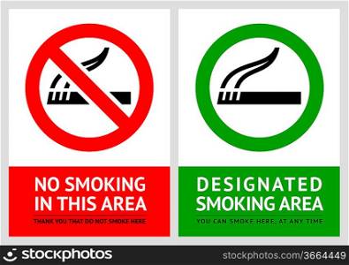 No smoking and Smoking area labels - Set 4