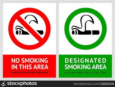 No smoking and Smoking area labels - Set 5