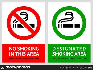 No smoking and Smoking area labels - Set 6