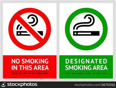 No smoking and Smoking area labels - Set 8