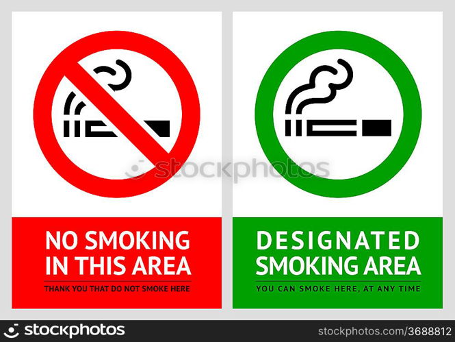 No smoking and Smoking area labels - Set 9