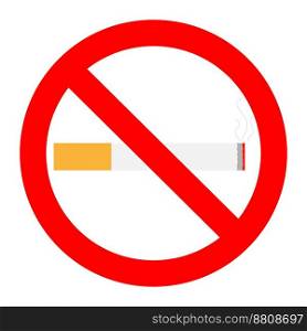 No smoking. Cigarette warning and forbidden symbol, vector illustration. No smoking