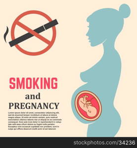 No smoking. Danger for pregnancy. Danger for pregnant women. Design elements in vector.