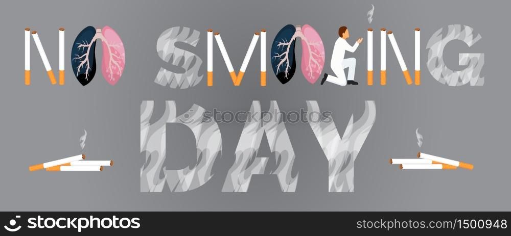 No smoking day, celebrated on the third Thursday of November and World No Tobacco Day in May. Medical concept is presented, tiny doctor warn smokers about the dangers, consequences of lung cancer.. No smoking day, celebrated on the third Thursday of November and World No Tobacco Day in May.