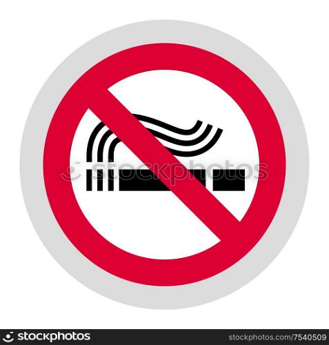 No smoking forbidden sign, modern round sticker, vector illustration for your design. Forbidden sign, modern round sticker