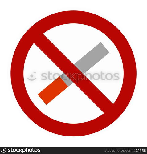 No smoking icon flat isolated on white background vector illustration. No smoking icon isolated