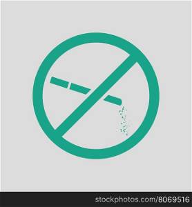 No smoking icon. Gray background with green. Vector illustration.
