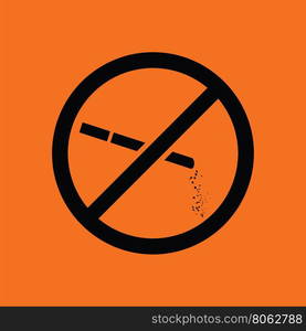 No smoking icon. Orange background with black. Vector illustration.