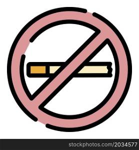 No smoking icon. Outline no smoking vector icon color flat isolated. No smoking icon color outline vector