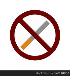 No smoking sign flat icon isolated on white background. No smoking sign flat icon