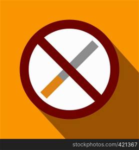 No smoking sign flat icon on a yellow background. No smoking sign flat icon