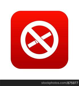 No smoking sign icon digital red for any design isolated on white vector illustration. No smoking sign icon digital red