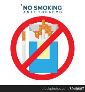 No Smoking Sign Vector. Prohibition Icon. Anti Offering And Bad Habit. Isolated Flat Cartoon Illustration. No Smoking Sign Vector. Prohibition Icon. Anti Offering And Bad Habit. Isolated Cartoon Illustration