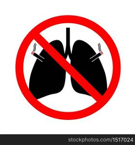No smoking sign with human lung. icon design. World no tobacco day. Vector illustration isolated on white background.
