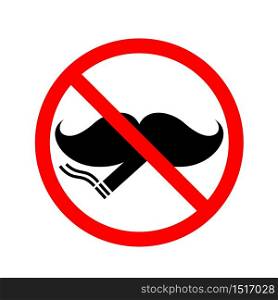 No smoking sign with human mustache. Icon design. World no tobacco day. Vector illustration isolated on white background.