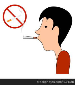 No smoking sing, illustration, vector on white background.