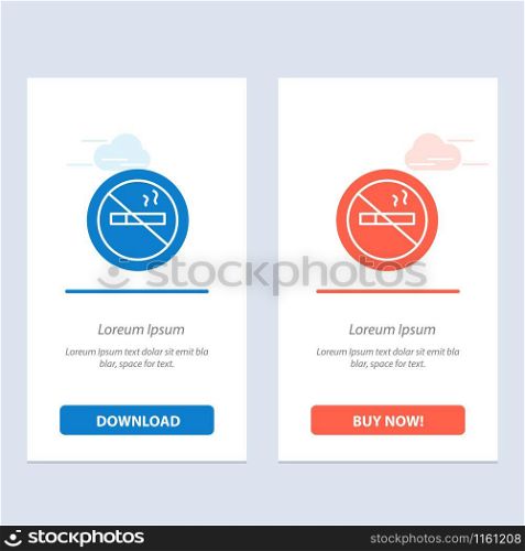 No smoking, Smoking, No, Hotel Blue and Red Download and Buy Now web Widget Card Template