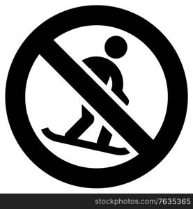 No snowboarding forbidden sign, modern round sticker