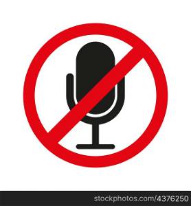 No sound. Not microphone. Isolated object. Red circle. Prohibited sign. Technology icon. Vector illustration. Stock image. EPS 10.. No sound. Not microphone. Isolated object. Red circle. Prohibited sign. Technology icon. Vector illustration. Stock image.