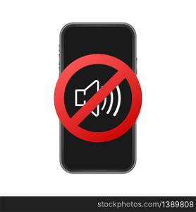 No sound phone. Telephone call. Cell phone vector icon. Device icon. Vector stock illustration. No sound phone. Telephone call. Cell phone vector icon. Device icon. Vector stock illustration.