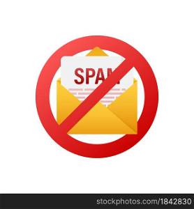 No spam icon. Email envelope icon symbol vector illustration. Message icon. No spam icon. Email envelope icon symbol vector illustration. Message icon.