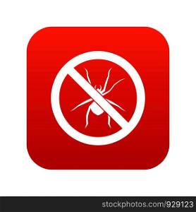 No spider sign icon digital red for any design isolated on white vector illustration. No spider sign icon digital red