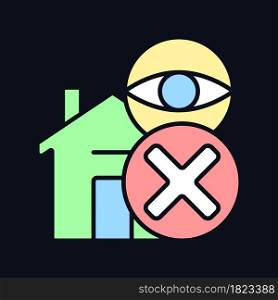 No spying on people RGB color manual label icon for dark theme. Surveillance. Isolated vector illustration on night mode background. Simple filled line drawing on black for product use instructions. No spying on people RGB color manual label icon for dark theme