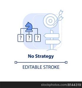 No strategy light blue concept icon. Search engine optimization mistake abstract idea thin line illustration. Isolated outline drawing. Editable stroke. Arial, Myriad Pro-Bold fonts used. No strategy light blue concept icon