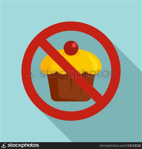 No sweet cupcake icon. Flat illustration of no sweet cupcake vector icon for web design. No sweet cupcake icon, flat style