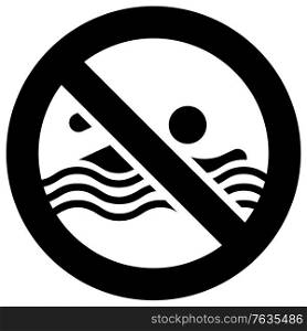 No swimming forbidden sign, modern round sticker