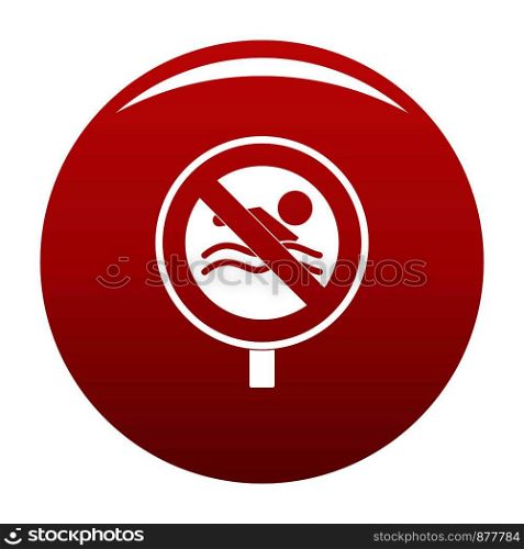 No swimming icon. Simple illustration of no swimming vector icon for any design red. No swimming icon vector red