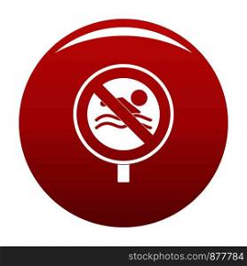 No swimming icon. Simple illustration of no swimming vector icon for any design red. No swimming icon vector red