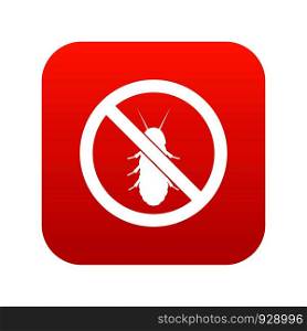 No termite sign icon digital red for any design isolated on white vector illustration. No termite sign icon digital red