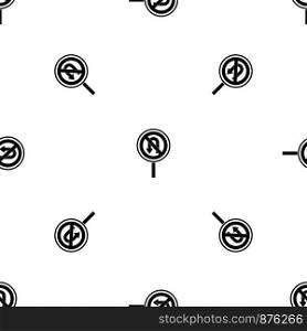 No U turn road sign pattern repeat seamless in black color for any design. Vector geometric illustration. No U turn road sign pattern seamless black