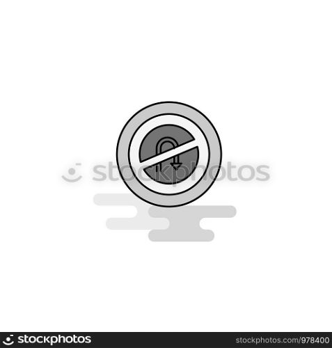 No U turn road sign Web Icon. Flat Line Filled Gray Icon Vector