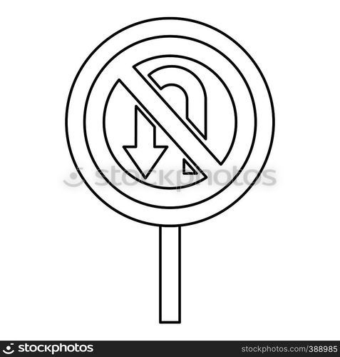 No U turn traffic sign icon. Outline illustration of no U turn traffic sign vector icon for web. No U turn traffic sign icon, outline style