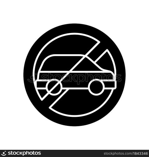 No using when driving black glyph manual label icon. Do not use vr headset if attention needed. Silhouette symbol on white space. Vector isolated illustration for product use instructions. No using when driving black glyph manual label icon