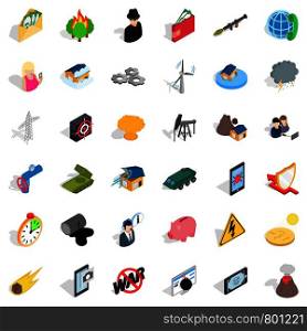 No war icons set. Isometric style of 36 no war vector icons for web isolated on white background. No war icons set, isometric style